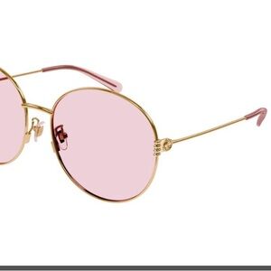 Gucci super popular brand new rose colored lens with gold frame sunglasses